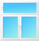 Plastové okno dvojdílné poutec 2000x1850/650 bílá/bílá | levé, pravé výklopné, sklopné | dvojsklo, klika bílá